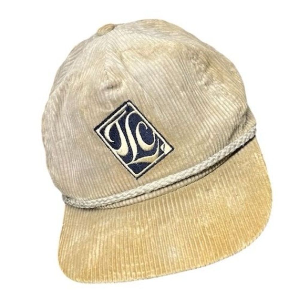 Vintage Beige “TLC” tour hat Corduroy Cap with Front Emblem